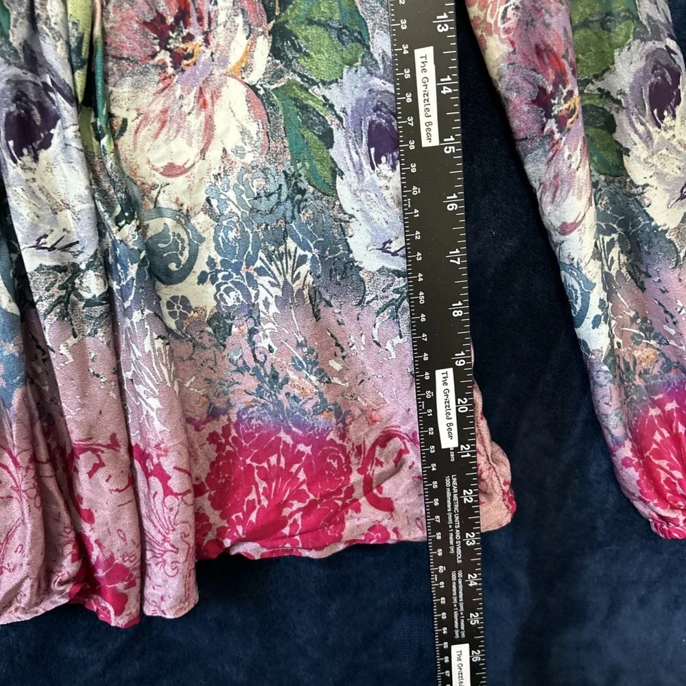 Sundance Womens Silk Top Size S Peasant Artsy‎ Print Floral Luxury Maximalist